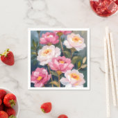 ピンクの芍薬の花束の水彩画 スタンダードカクテルナプキン (インサイチュ)