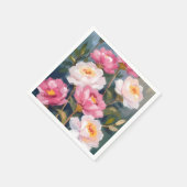 ピンクの芍薬の花束の水彩画 スタンダードカクテルナプキン (角)