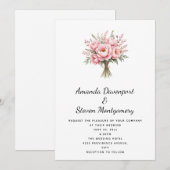 ピンクの芍薬の花束の結婚式 招待状 (正面/裏面)