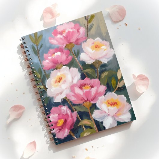 ピンクの芍薬の花束の絵画 ノートブック