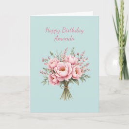ピンクの芍薬の花束の誕生日プレゼント カード
