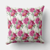 ピンクの芍薬の花束スロー枕 クッション (裏面)