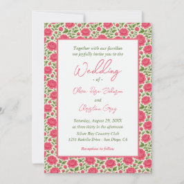 ピンクの芍薬の花束 ウェディング 招待状