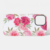 ピンクの芍薬の花 シームレス パターン iPhoneケース (裏面横)