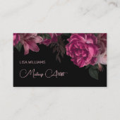 ピンクの芍薬の花　ブラック 名刺 (正面)