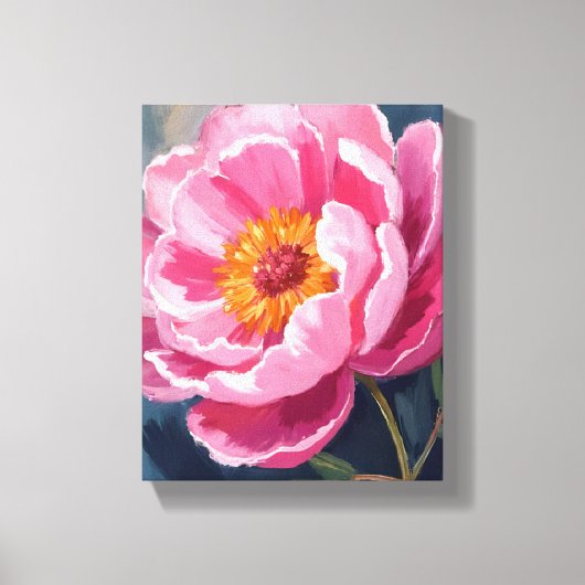 ピンクの芍薬の花 | 水彩画 キャンバスプリント (正面)
