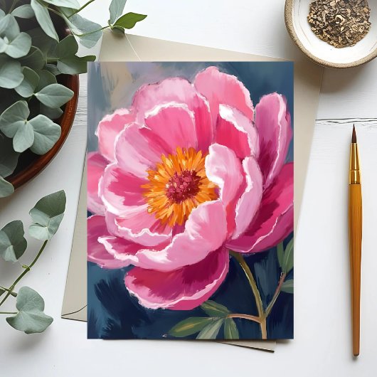 ピンクの芍薬の花 | 水彩画 ポストカード