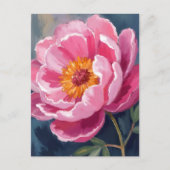 ピンクの芍薬の花 | 水彩画 ポストカード (正面)
