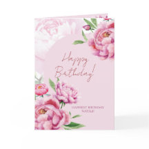 ピンクの芍薬の誕生日グリーティングカード