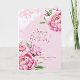 ピンクの芍薬の誕生日グリーティングカード カード