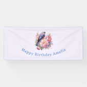 ピンクの芍薬の誕生日ソングバード 横断幕 (横)