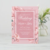 ピンクの芍薬エンゲージメント招待状 招待状 (スタンド正面)