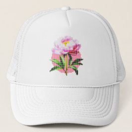 ピンクの芍薬ドットモザイクフラワー キャップ
