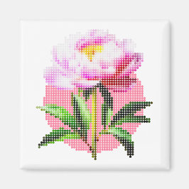 ピンクの芍薬ドットモザイクフラワー マグネット