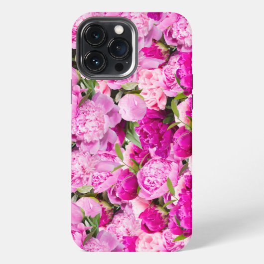 ピンクの芍薬柄   iPhoneケース (裏面)