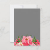 ピンクの芍薬 グレイのブライダルシャワー サンキューカード (裏面)