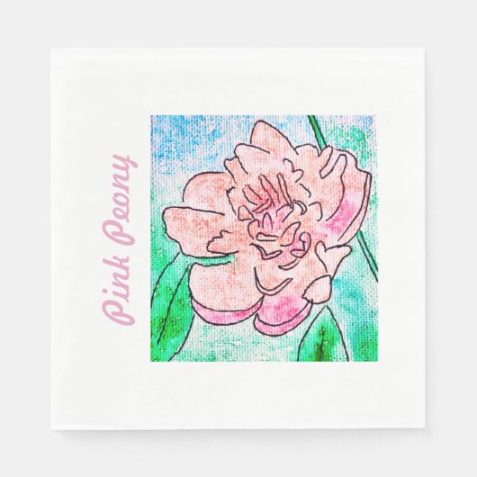ピンクの芍薬 スタンダードランチョンナプキン (正面)