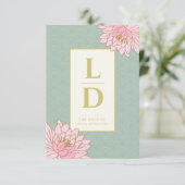 ピンクの芍薬 チャイニーズペイント ウェディング 招待状 (スタンド正面)