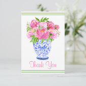 ピンクの芍薬 チャイニーズ・チノワーズ・ヴァス ボーダー サンキューカード (スタンド正面)