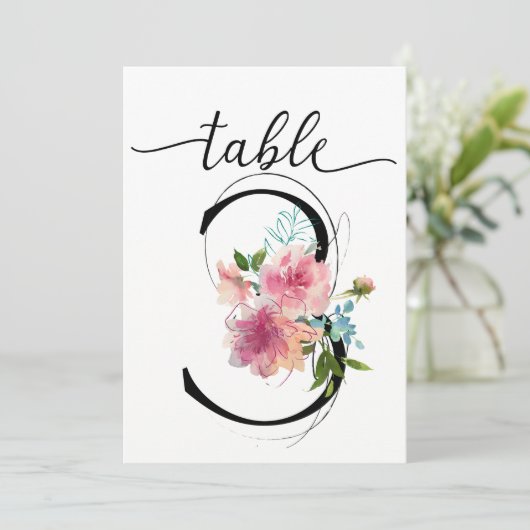 ピンクの芍薬 テーブル3 テーブルナンバー (スタンド正面)