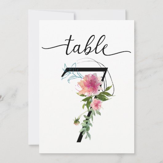 ピンクの芍薬 テーブル7 テーブルナンバー (正面)