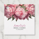 ピンクの芍薬 ブライダルシャワーのお favors タグ (正面)