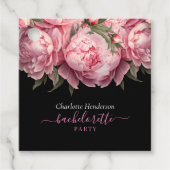 ピンクの芍薬 ブラック バチェロレッテパーティー フェイバータグ (正面)