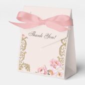 ピンクの芍薬 ロココ調 ヴィンテージ フラワーベビーシャワー フェイバーボックス (正面サイド)