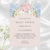 ピンクの芍薬 ロマンティック ブルー アジサイ ブライダル シャワー 招待状