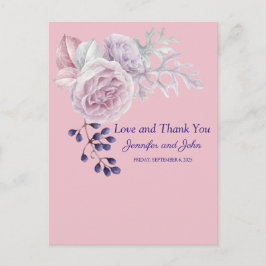 ピンクの芍薬 紫幾何学フレーム ありがとうございます ポストカード