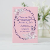 ピンクの芍薬 紫幾何学フレーム 受付案内 招待状 (スタンド正面)