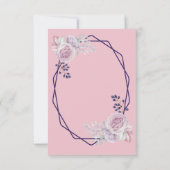 ピンクの芍薬 紫幾何学フレーム 受付案内 招待状 (裏面)