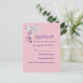 ピンクの芍薬 紫幾何学フレーム 結婚式 ポストカード (スタンド正面)