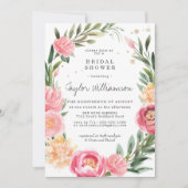 ピンクの芍薬 | 花のブライダルシャワー招待状 (正面)