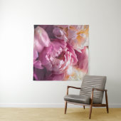 ピンクの芍薬: 豪華な花のアート タペストリー (インサイチュ(横))