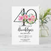 ピンクの芍薬 40歳の誕生日 招待状 (スタンド正面)