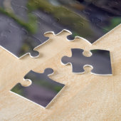 ピンクの芙蓉に止まる青い鳥 ジグソーパズル (側面)