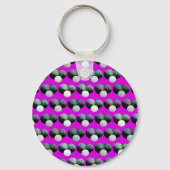 ピンクの芝生のボウルのパターン、キーリング キーホルダー (裏面)