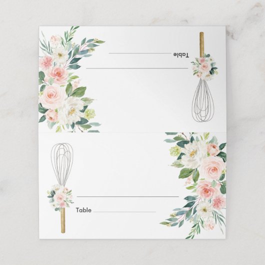 ピンクの花々が舞う 間もなく連れ去られる ブライダルシャワー プレイスカード (外部開封)