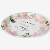 ピンクの花々と蝶々が私をときめかせる ブライダルシャワー ペーパープレート (アングル)