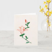 ピンクの花々北斎日本のファインアート カード (黄色い花)