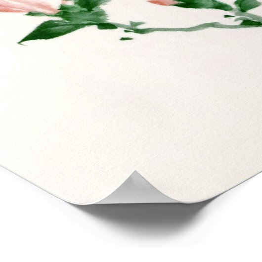 ピンクの花々北斎日本のファインアート ポスター (角)