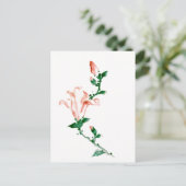 ピンクの花々北斎日本のファインアート ポストカード (スタンド正面)