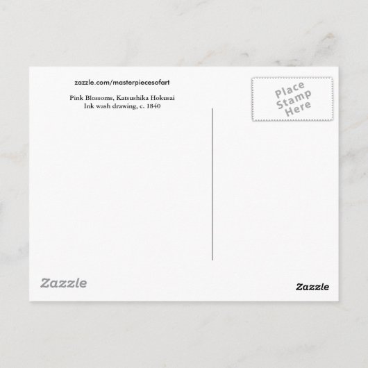ピンクの花々北斎日本のファインアート ポストカード (裏面)