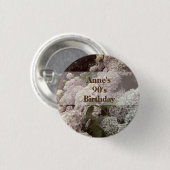 ピンクの花あじさい90誕生日バッジ 缶バッジ (正面&裏面)