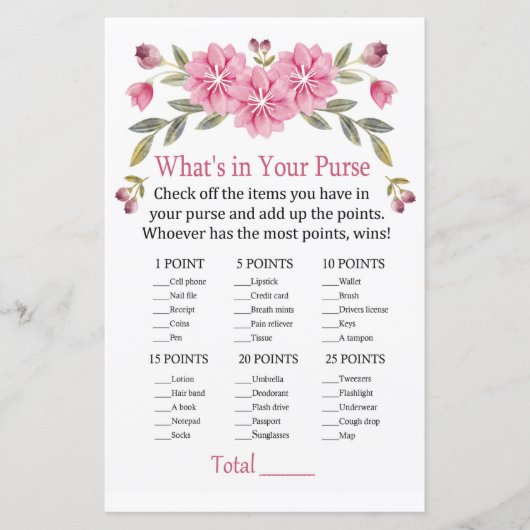 ピンクの花あなたの財布のゲームの中に何がある (正面)