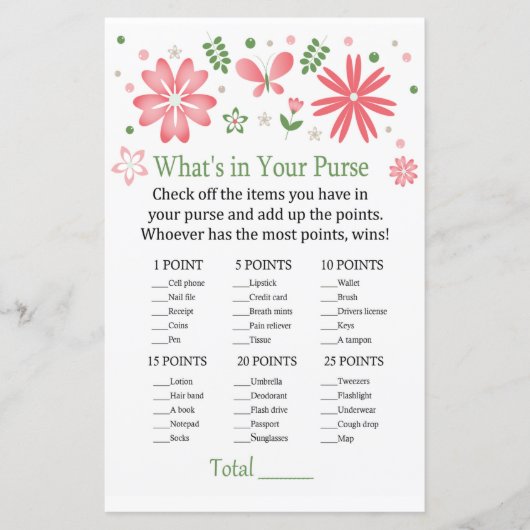 ピンクの花あなたの財布のゲームの中に何がある (正面)