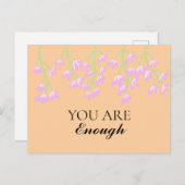 ピンクの花あなたは十分な水色ベージュ ポストカード (正面/裏面)