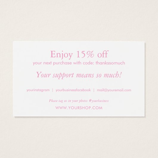 ピンクの花ありがとうショッピング割引カード (裏面)