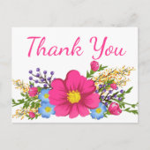 ピンクの花ありがとう水彩花結婚の ポストカード (正面)